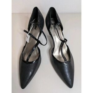 Fioni Women's Black Snake Print T-Strap Pointed Heels Size 9 ( New With Defects)
